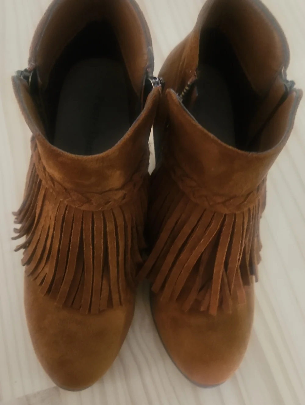 Pierre Dumas Suede Fringe Ankle Booties - Brown